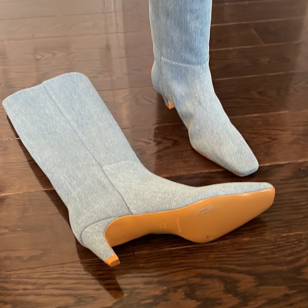 Reformation Blue Heeled Boots View 2